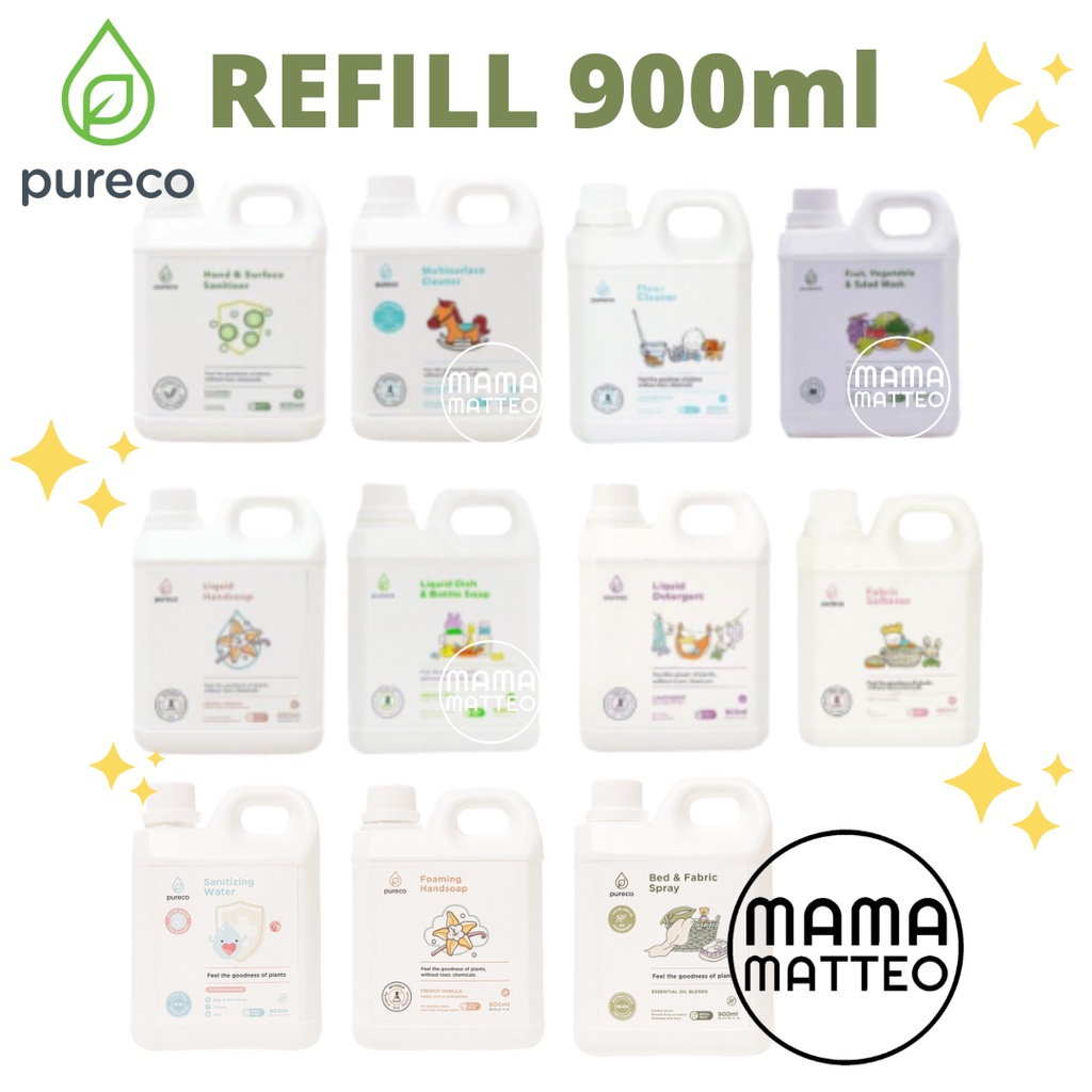 Pureco 900ml : Detergent Floor Cleaner Dish Bottle Softener Vegetable Fruit Wash Sanitizer Handsoap Multisurface Bed Fabric Sanitizing Water / Jerigen Jerrycan Refill size / BANDUNG