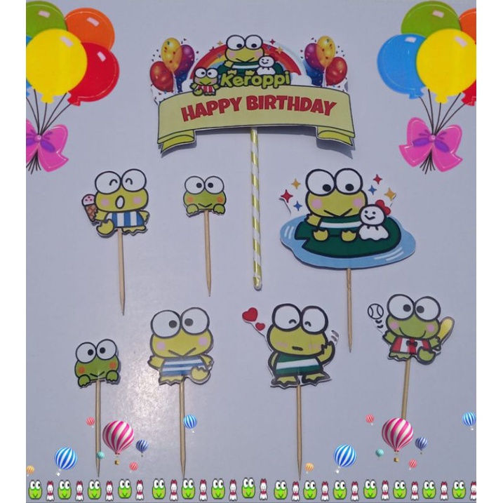 

Topper kue karakter keropi/hiasan kue ulangtahun/ Topper happy birthday/cupcake topper