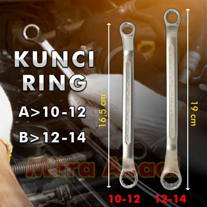 pas-ring-kunci- kunci ring combination wrench chrome vanadium cr-v - 10-12 -kunci-ring-pas.