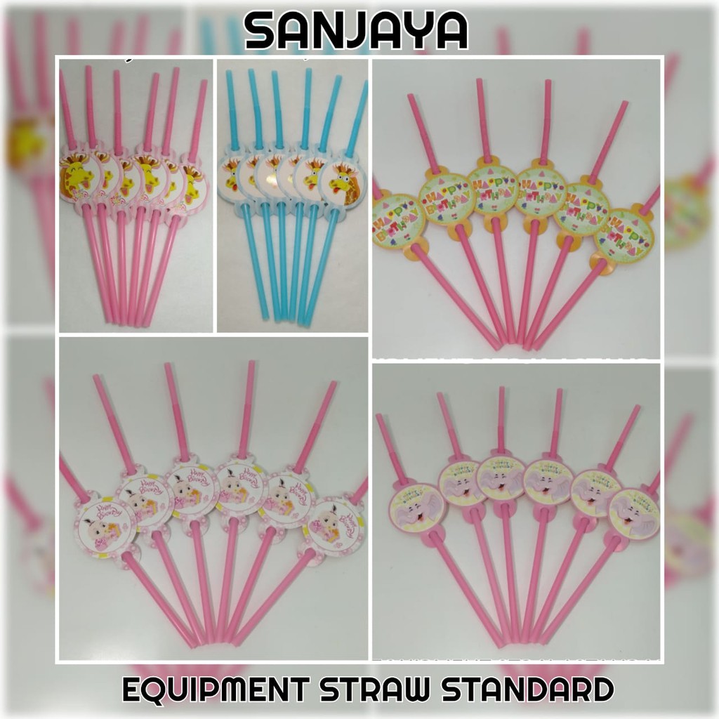 Paper Straw / Sedotan Plastik Ulang Tahun / Sedotan Motif Karakter / Equipment Straw Standard