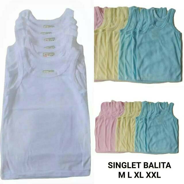 Singlet Balita Polos Size S M L XL XXL  / Singlet Anak Unisex / Kaos Dalam Anak / Singlet Bayi