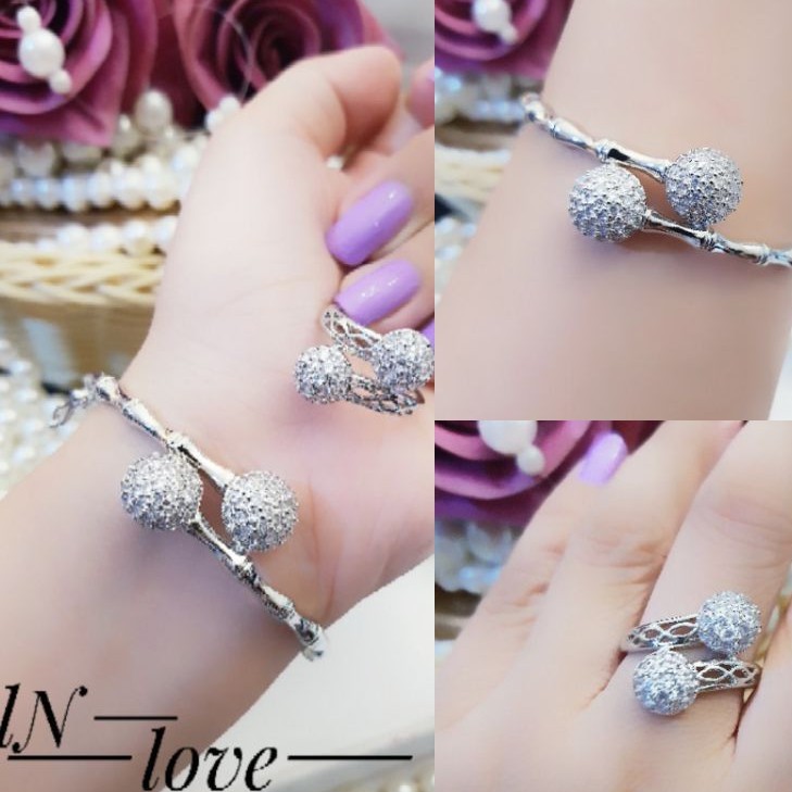 Xuping set gelang dan cincin silver terlaris 0957f