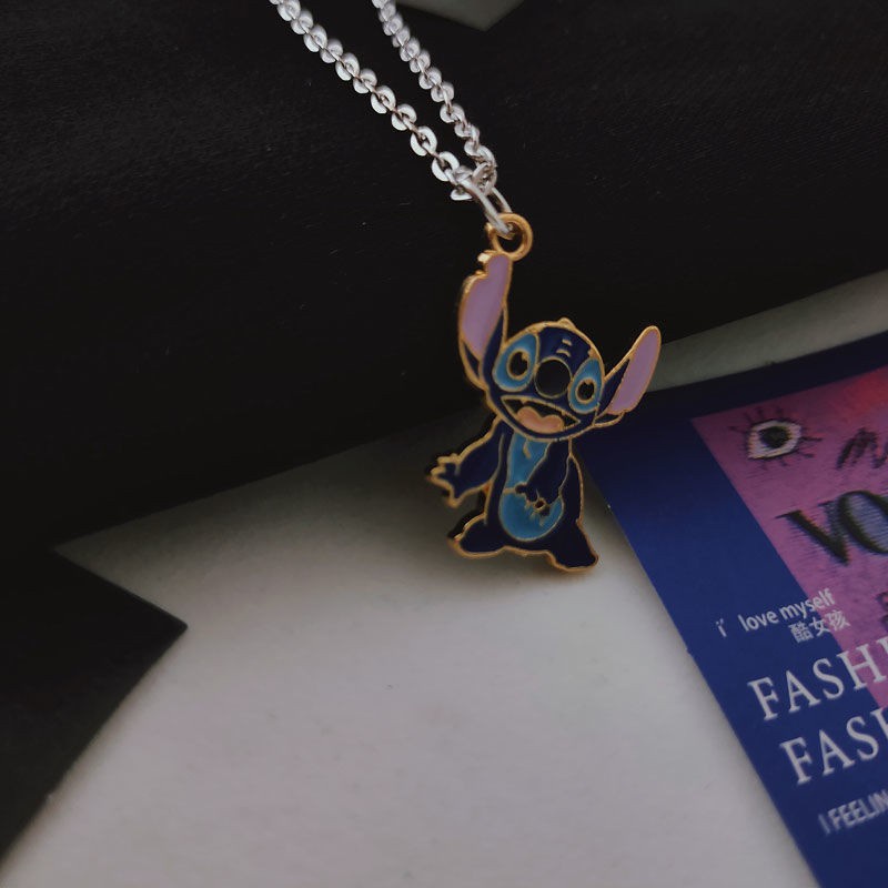 Stitch kalung lucu kartun beberapa kepribadian Keren Bumi disko bintang bayi liontin rantai