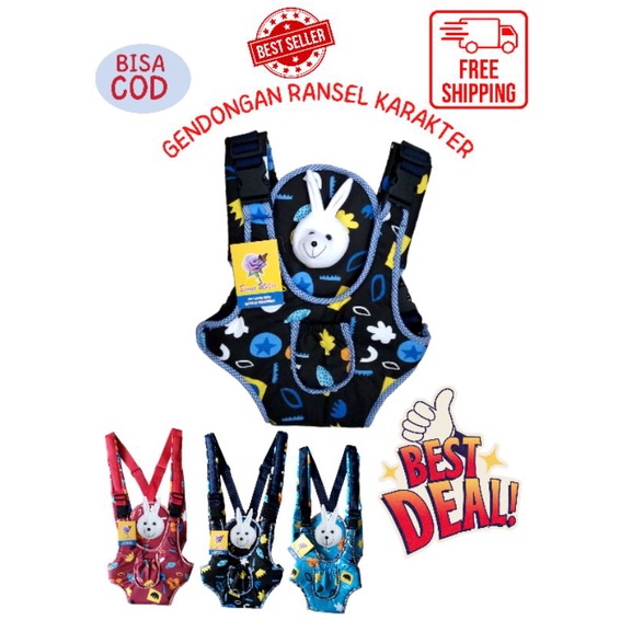 Gendongan bayi / gendongan baby / gendongan ransel motif karakter lucu/ gendongan ransel karakter variasi boneka lucu