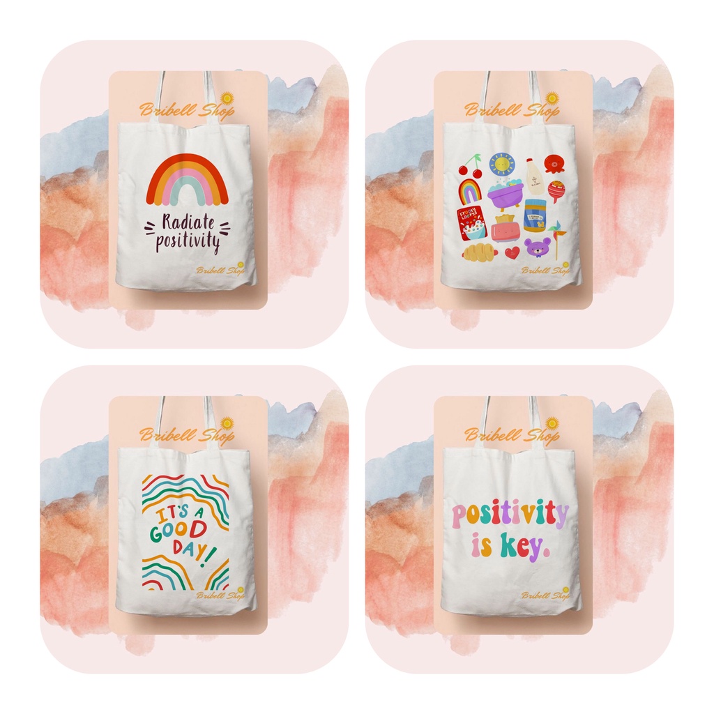 Totebag Kanvas Bergambar Positivity