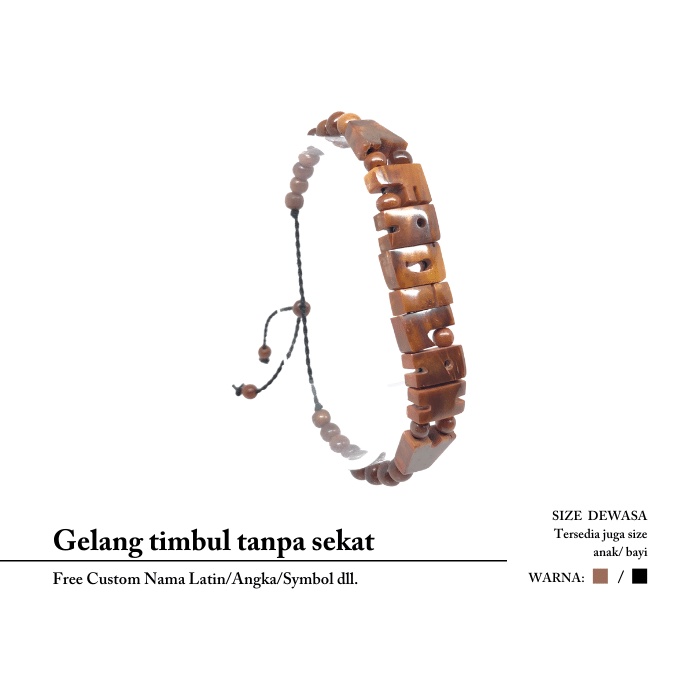 Gelang kokka nama huruf timbul dari kaokah motif tanpa sekat merica bisa request nama sendiri