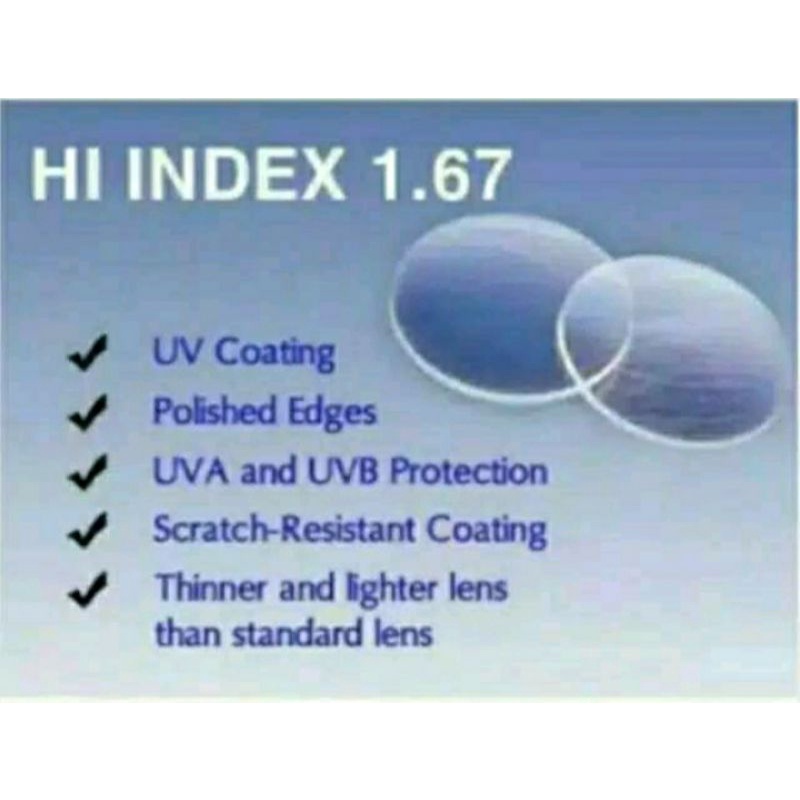 Lensa Minus  Hi index 1.67 [ Lensa tipis [ Lensa Kacamata antiradiasi