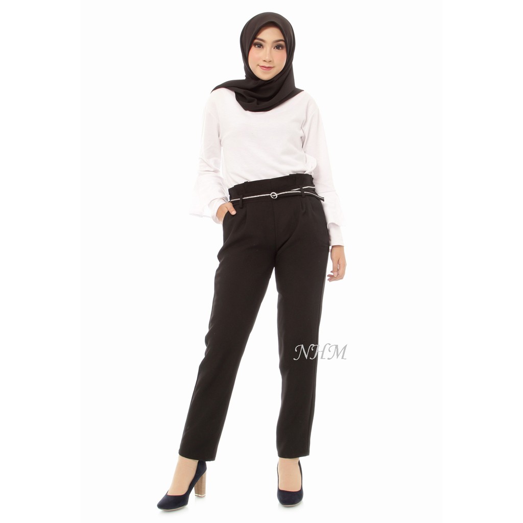 NHM Celana Kerja Celana Bahan WIDE PANTS Celana Panjang Wanita Formal Kantor Kuliah Celana Kantor Wanita