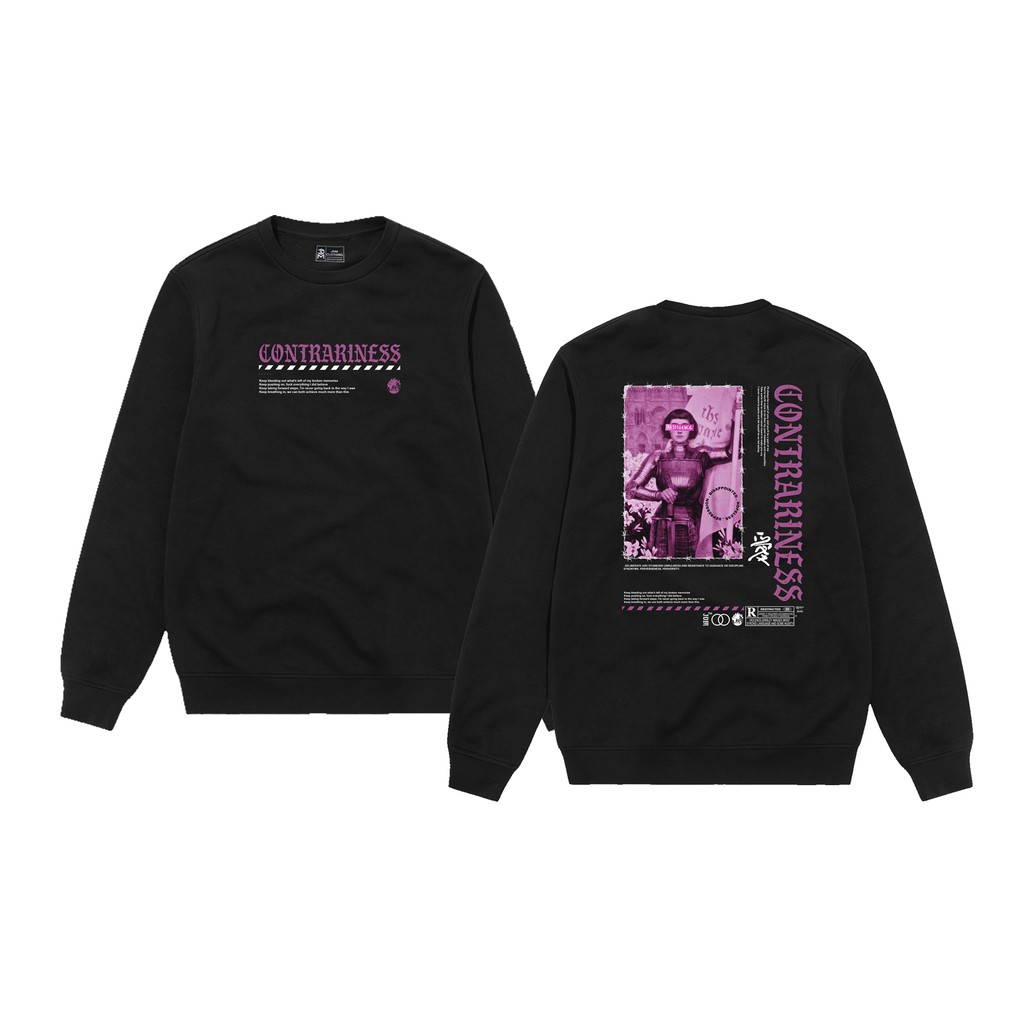 Crewneck Black Motif Simpel Pria dan Wanita Premium Quality-1