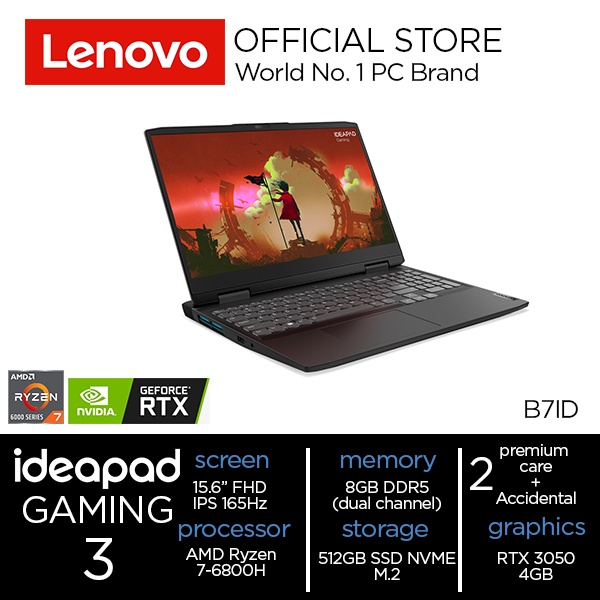 Jual Lenovo IP Gaming 3 B7ID AMD Ryzen 7-6800H/8GB/512SSD/RTX3050/15.6 ...