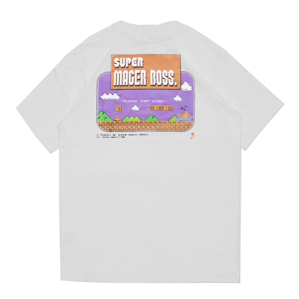 ZeroTwentyTwo T-Shirt Nothing To Do Super Mager Bos White | Kaos Pria Parodi Plesetan Lucu Nintendo 