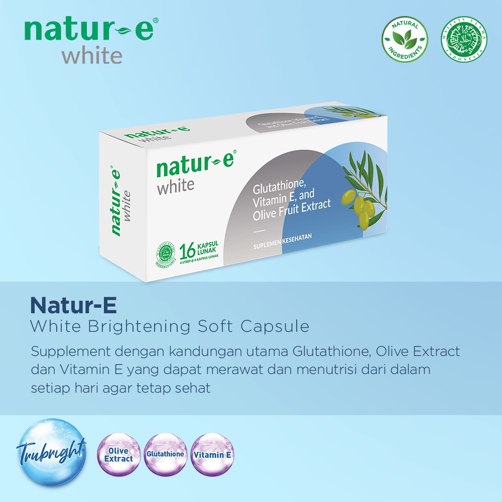 BPOM NATUR-E WHITE BRIGHTENING ISI 16 ATAU 32 KAPSUL / NATUR E / SYE