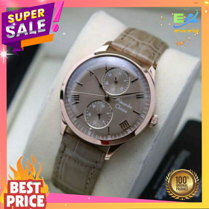 JAM TANGAN ALEXANDRE CHRISTIE WANITA ORIGINAL AC 2943 TERBARU MURAH TALI KULIT ANALOG CEWEK ORI NEW