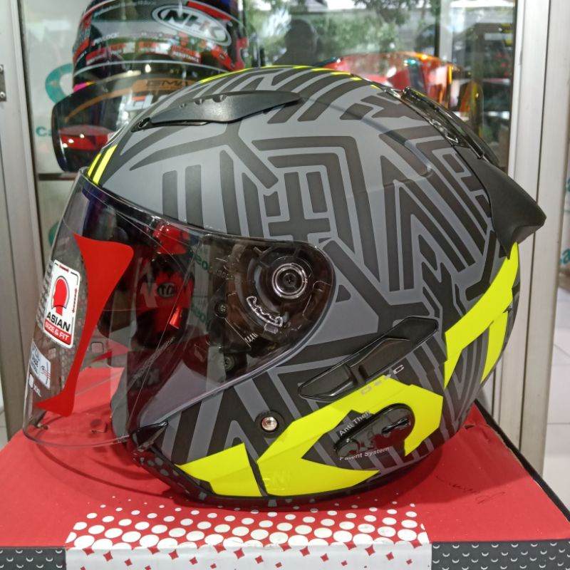 Helm KYT GALAXY Flat R BLACK DOFF & Motif Corak-#Nenon gm yellow dof
