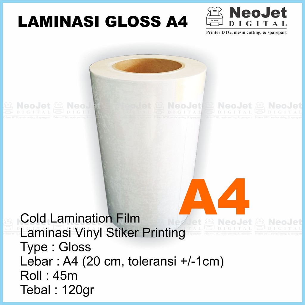 

Laminasi Glossy Dingin Vinyl Stiker A4 120gr 120 gsm Gloss Kilap Bening Cold Lamination Sticker