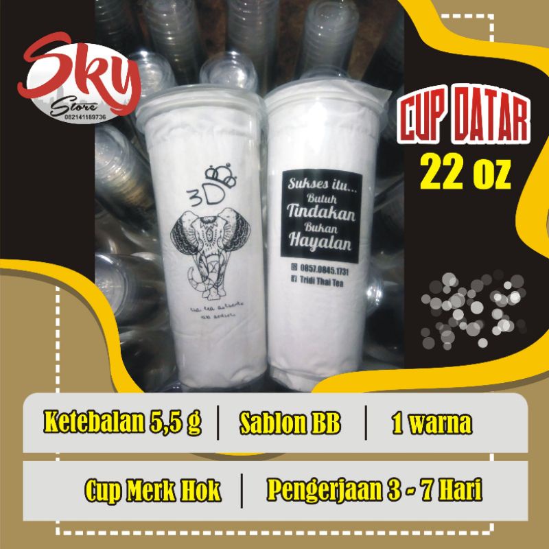 Sablon cup plastik Hok 22 oz murah