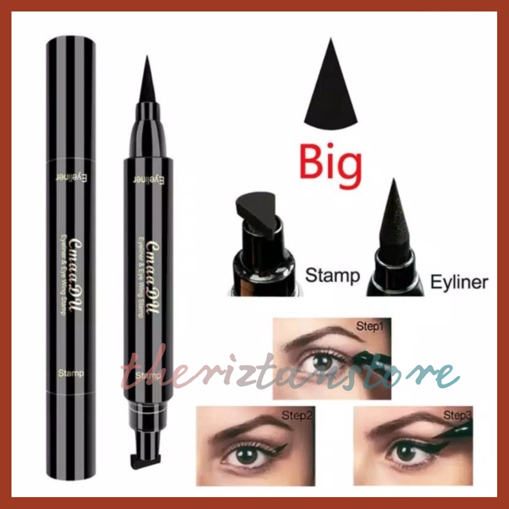 ￼CmaaDu Eyeliner Stamp 2 in 1 Wing Eyeliner Spidol Waterproof Stamp Eyeliner 2in1 Eyeliner Pencil