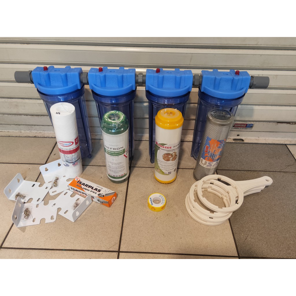 Paket 4 Housing Filter Air -Kotoran Bau Besi Kapur - Toren Pompa Sumur