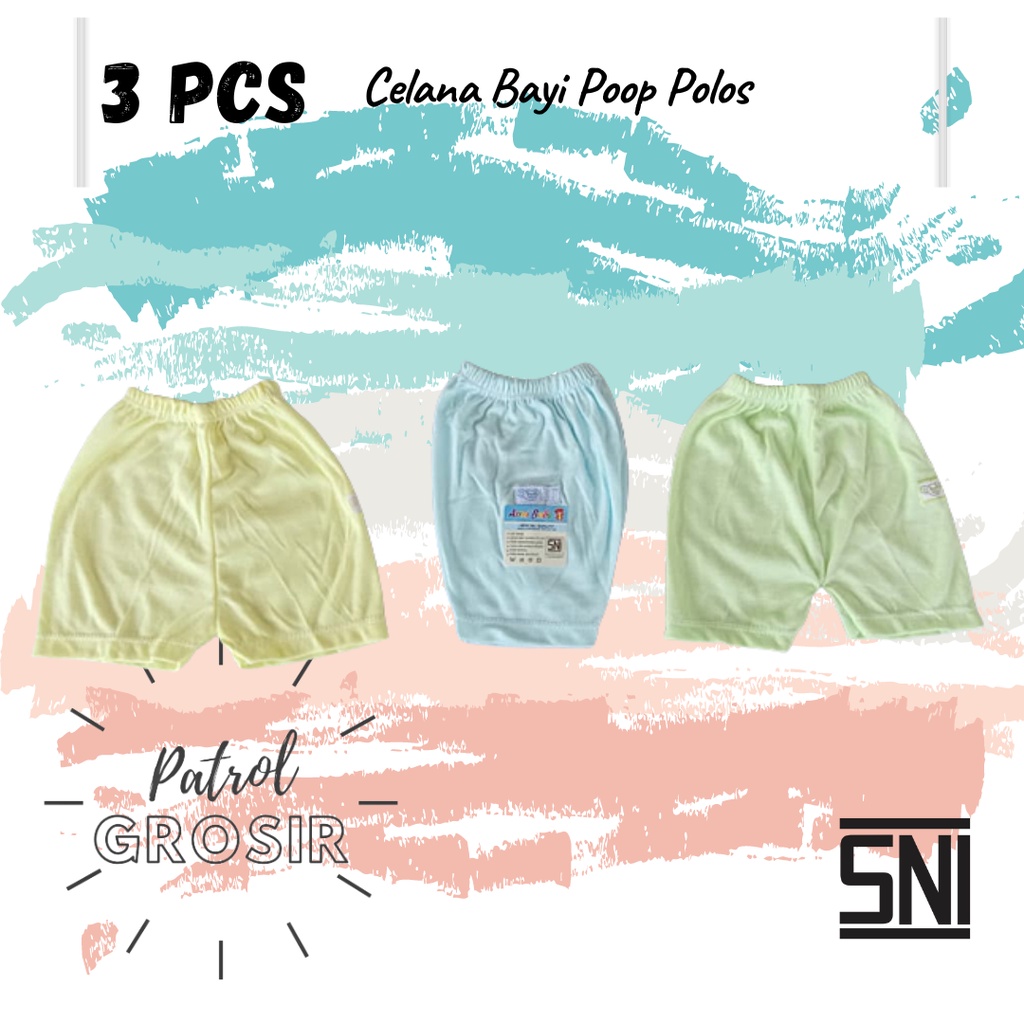 3 PCS Celana Bayi Pendek Polos | SNI | Ner Born