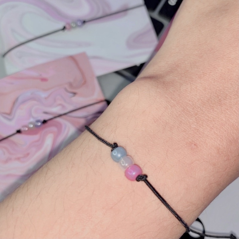 GELANG TALI KARET 1mm [ THREE PASTEL VERSION BEADS ]