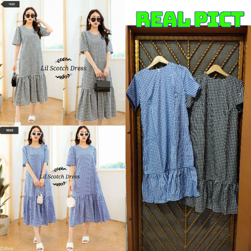 CASUAL DRESS WANITA KOREA DRESS KOTAK KOTAK LIL SCOTCH DRESS 16 1032