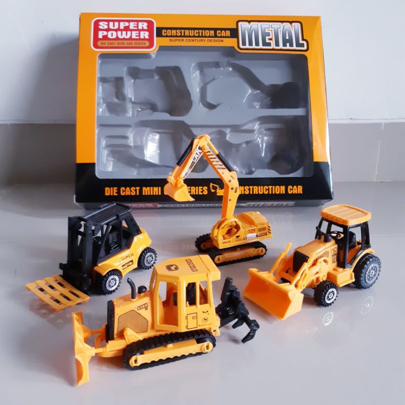 Set Diecast Kontruksi Isi 4 Alloy - Mainan Miniatur Mobil Truk Anak