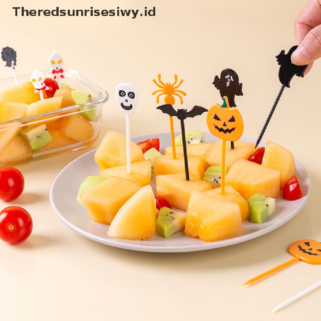 # Alat Rumah Tangga # 6 / 10Pcs Garpu Buah / Kue Portabel Bahan Plastik Desain Ultraman Untuk Halloween