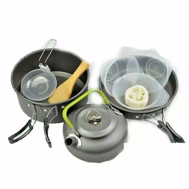 [Free COD] Alat Masak Kemping Stove KL-S1 Cooking Set DS-308 Plus Teko Panci &amp; Kompor Camping Outdor