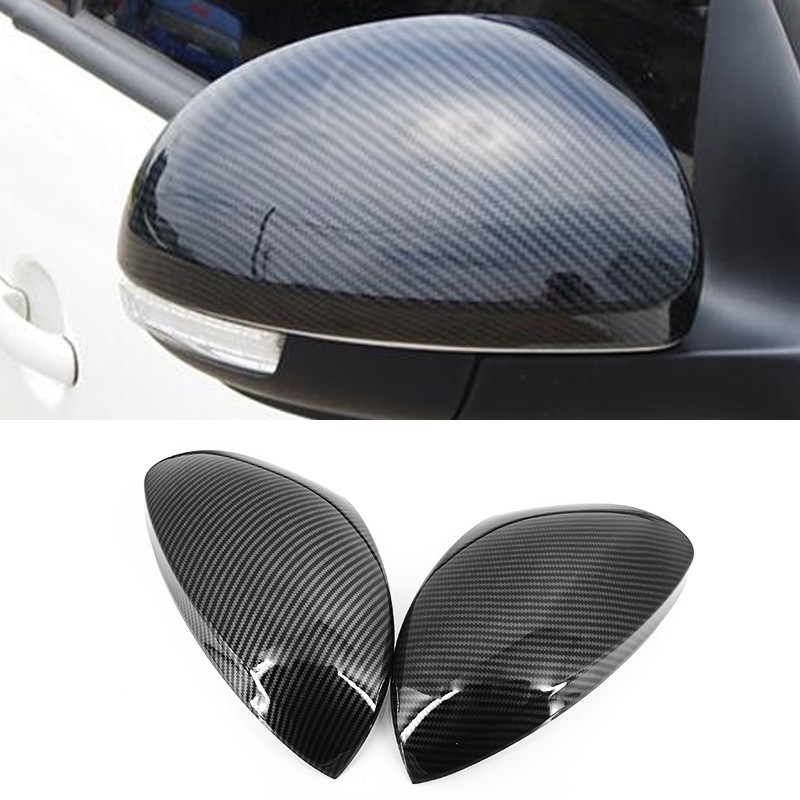 Xuming Pelindung Kaca Spion Mobil Pola Serat Karbon, untuk Volkswagen Tiguan 2007 2017, Penutup Cermin Samping Mobil