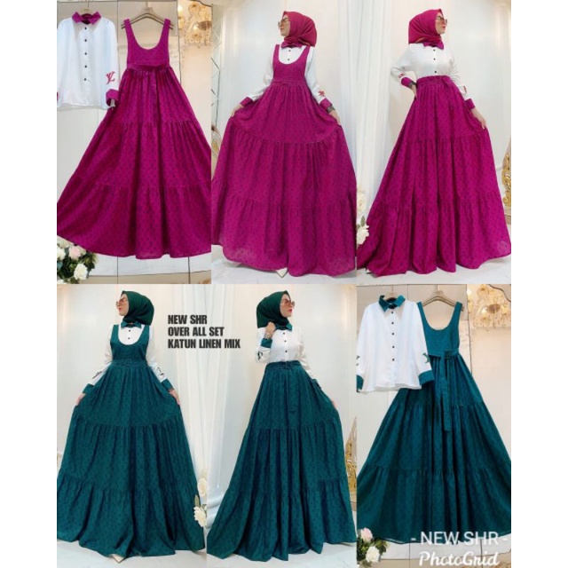 New overall set shr dan new maxy dress gamis kunon