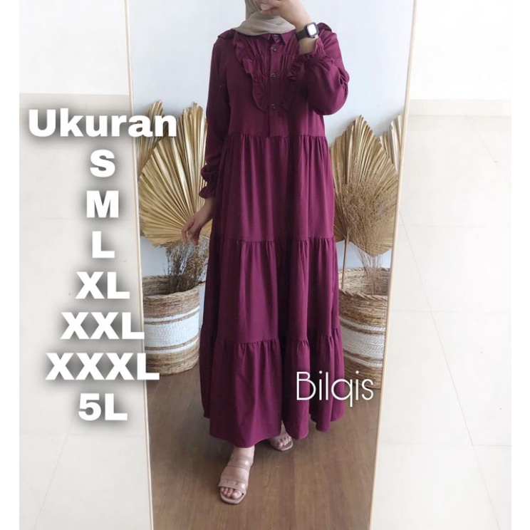 Premium Series BILQIS Dress Big Size Ukuran Size S M L XL 2XL 3XL 4XL XXL XXXL  XXXXL 2L 3L 4L 5L  Dress Wanita Jumbo Gamis Big Size Baju Korea Over Size