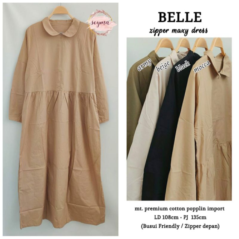 Belle Zipper maxi dress By Seyma, premim katun poplin import
