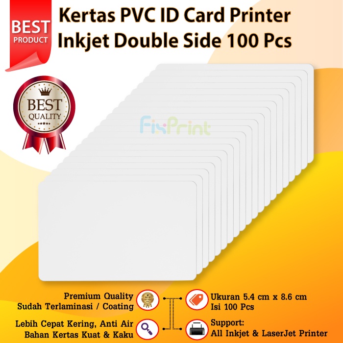 Kertas PVC Bahan ID Card Printer Inkjet 100 pcs, Kertas PVC Instant 5.4 X 8.6 Cm Double Side