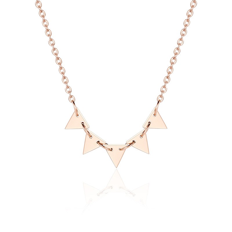 Kalung Fashion Korea Segitiga Triangular Drakor Titanium Rose Gold - BN396