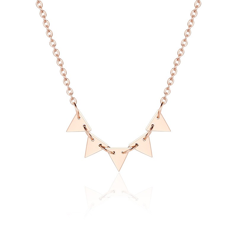 Kalung Fashion Korea Segitiga Triangular Drakor Titanium Rose Gold - BN396