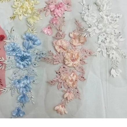Lace Patch Bordir 3d / Aplikasi Bordir Tempel Renda Bordir Bunga Embroidery WY001