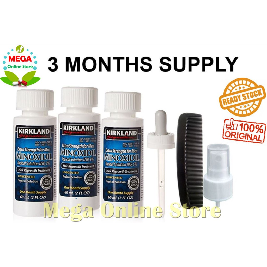 3 Botol Kirkland Minoxidil 5% Extra Strength 60 ml utk 3 bulan