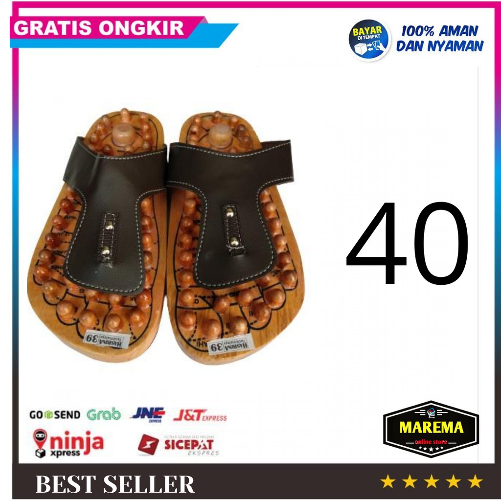 BISA COD Sandal Kesehatan Injoy Sandal Refleksi Sandal Terapi Sendal Kesehatan-SANDAL KAYU NO 40