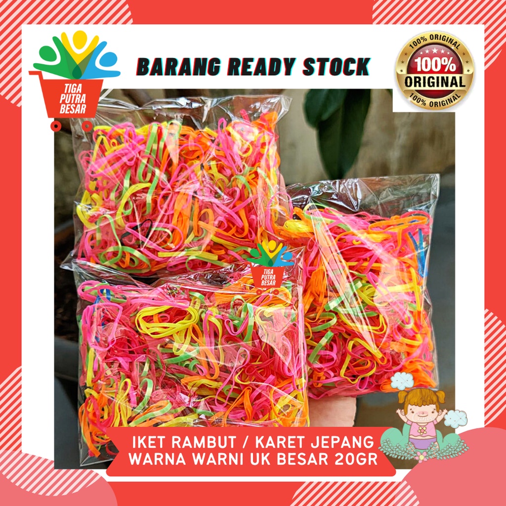 IKAT RAMBUT KARET JEPANG WARNA WARNI BESAR 20 GRAM