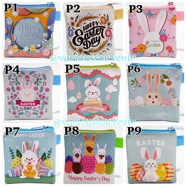 souvenir paskah  murah dompet happy easter wallet kelinci 