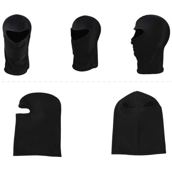 Masker Ninja Hitam Polos - Masker Motor Ninja - Full Face Mask - Masker Berkendara Hitam - Masker Balaclava - Masker Debu Motor