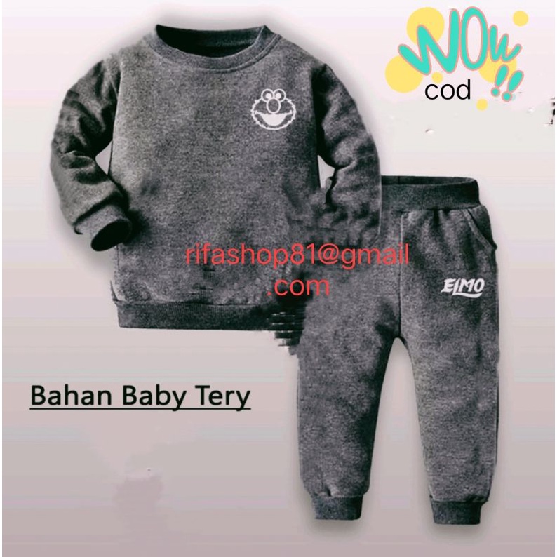 Baju/kaos anak(COD) setelan joger anak sablon elmo putih 1-6tahun (S,M,L,XL,XXL,3XL)