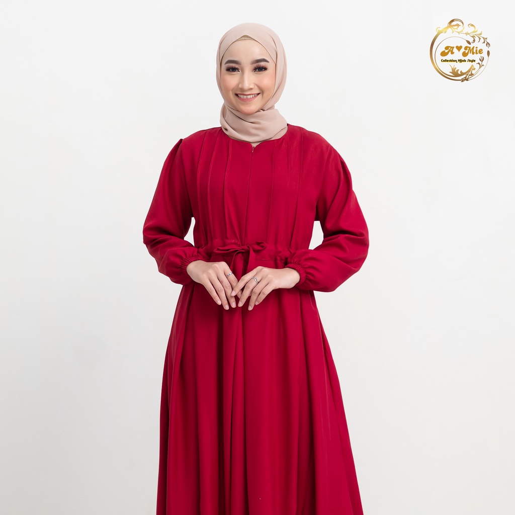 Melia Dress 1 Kondangan Series Baju Fashion Muslim Dress Simple Elegant Gamis Kekinian Set OOTD Hijab Korean Style Basic Dress Hijab Casual Best Seller Dress Muslimah Wanita Busui Friendly Baju Gamis Abaya Turkey Size S M L XL Gamis Jumbo Polos Termurah-MAROON
