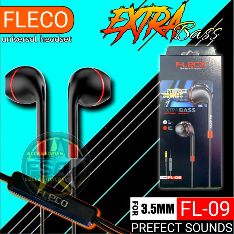 Headset Fleco FL-09 Extra Bass Prefect Sounds Universal Earphone 3.5mm Jack