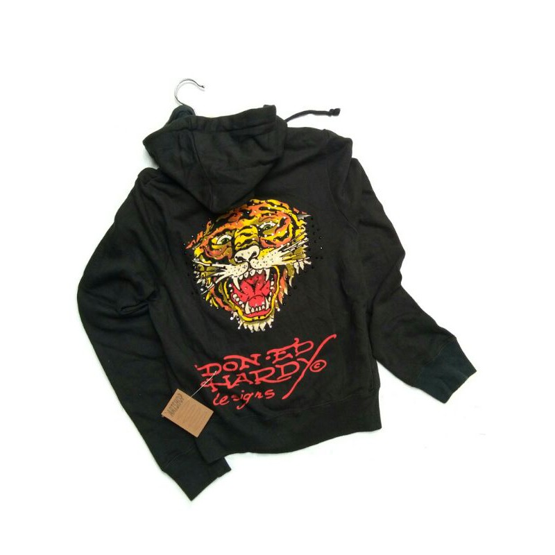 Hodie Zip Vintage Tiger RhineStone Ed Hardy