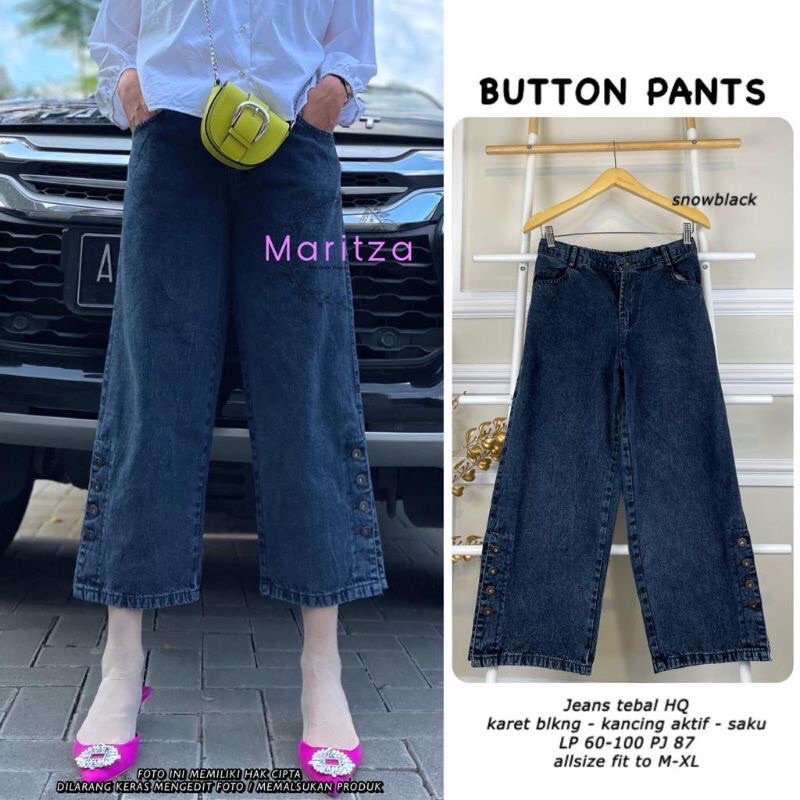 Celana Kulot Jeans Wanita Denim Premium Bawahan Wanita Murah-Fanza black