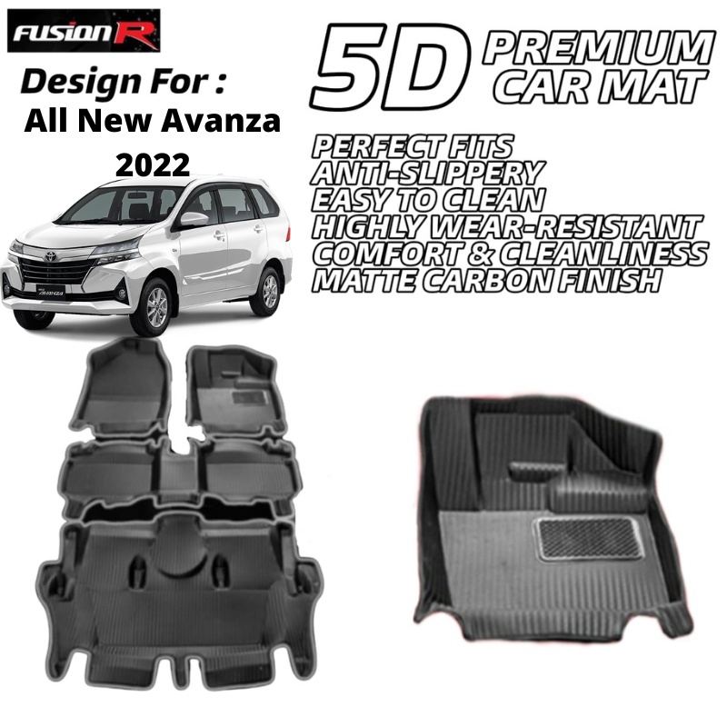 Karpet Mobil 5D AVANZA 2022 Fusion R MOTIF CARBON / Premium Car Carpet AVANZA 2022 Carbon Fusion R