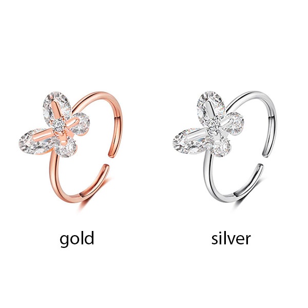cincin kupu-kupu crystal butterfly ring jci084 (3E3)