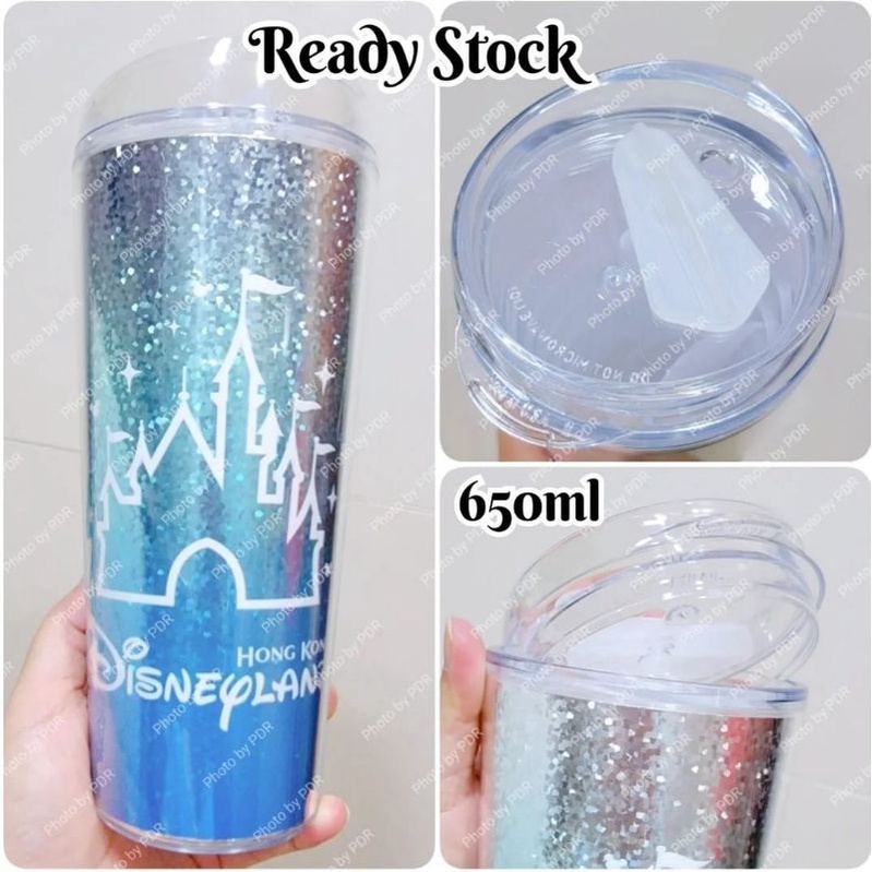 Botol Minum Tumbler Glitter Hong Kong Disneyland 650ml