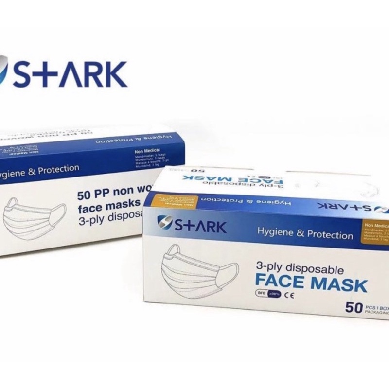 MASKER EARLOOP STARK 3 PLY ISI 50 PCS BIRU